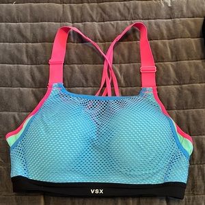 VSX Victoria’s Secret sports bra • back clasp, adjustable straps • pink blue